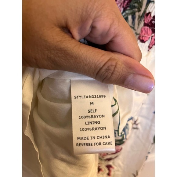 Urban Outfitters Lumiere Ivory/Red/Blue Floral Print Dress SZ M - Picture 10 of 16